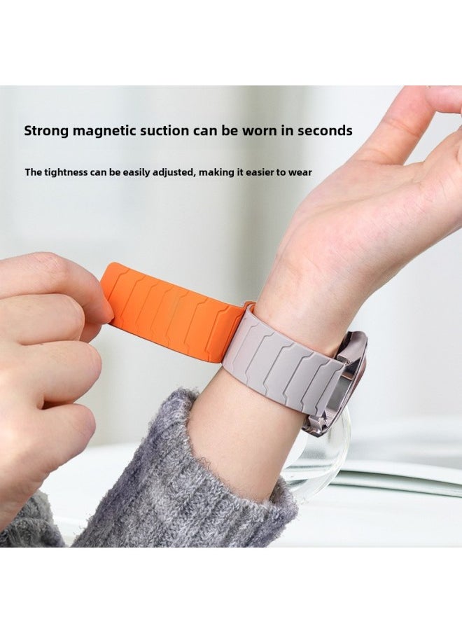 Generic - For huawei GT5 Watch With GT4 Armor Magnetic Loop Watch With Watch Magnetic Silicone 22/20mm Strap-Color:Gray+orange-Specifications:22MM - Image 1