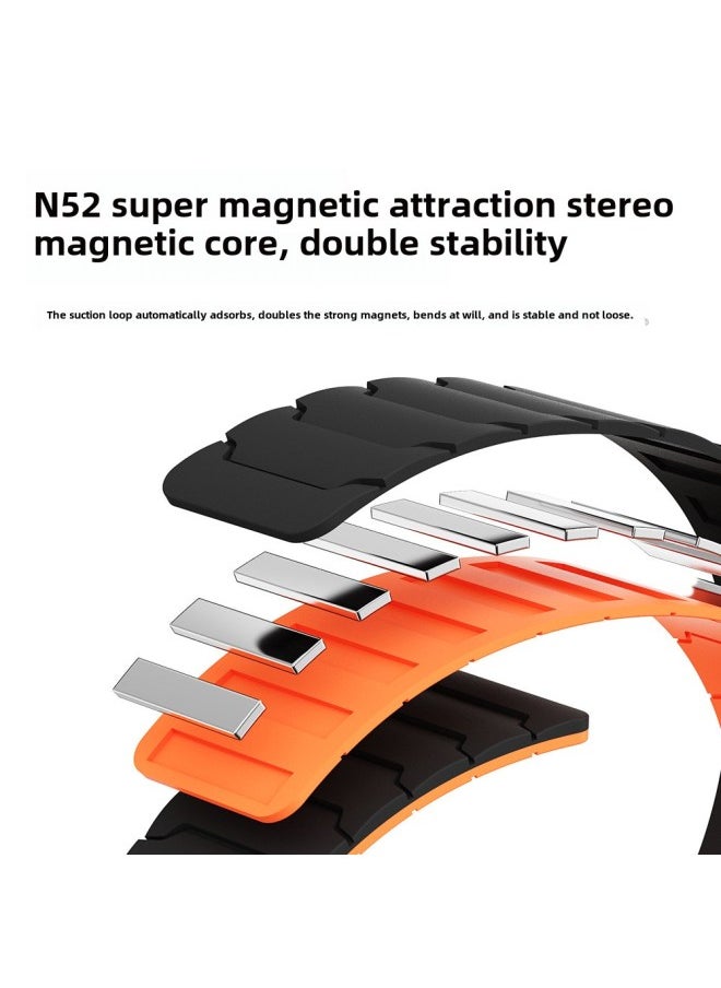 Generic - For huawei GT5 Watch With GT4 Armor Magnetic Loop Watch With Watch Magnetic Silicone 22/20mm Strap-Color:Gray+orange-Specifications:22MM - Image 1