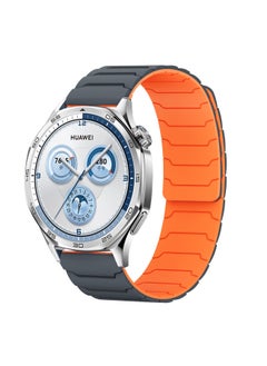 For huawei GT5 Watch With GT4 Armor Magnetic Loop Watch With Watch Magnetic Silicone 22/20mm Strap-Color:Gray+orange-Specifications:22MM