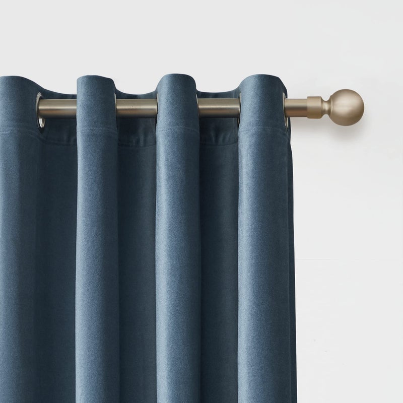 BULBUL Living Room Velvet Window Curtains 63 inch Long- 2 Panels Stone Grayish Blue Window Drapes Curtains Thermal Insulated Room Darkening Decor Grommet Curtains for Bedroom - Image 2