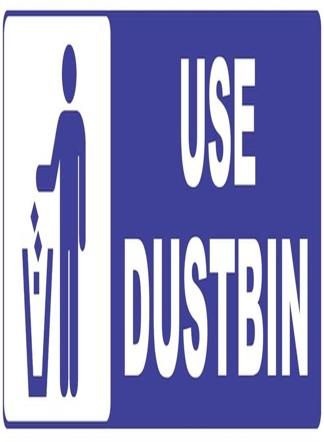 VAAIMAI Use Dustbin Foam Board Sticker Sign Board 12X4 Inch Vinyl UV Laminated Waterproof Blue, Pack of 1 - Image 1