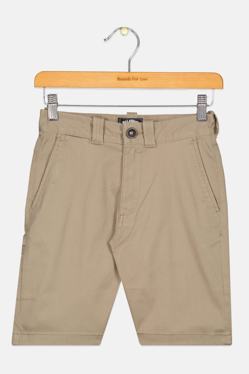 Billabong Kids Boy Regular Fit Plain Walking Shorts, Khaki - Image 1