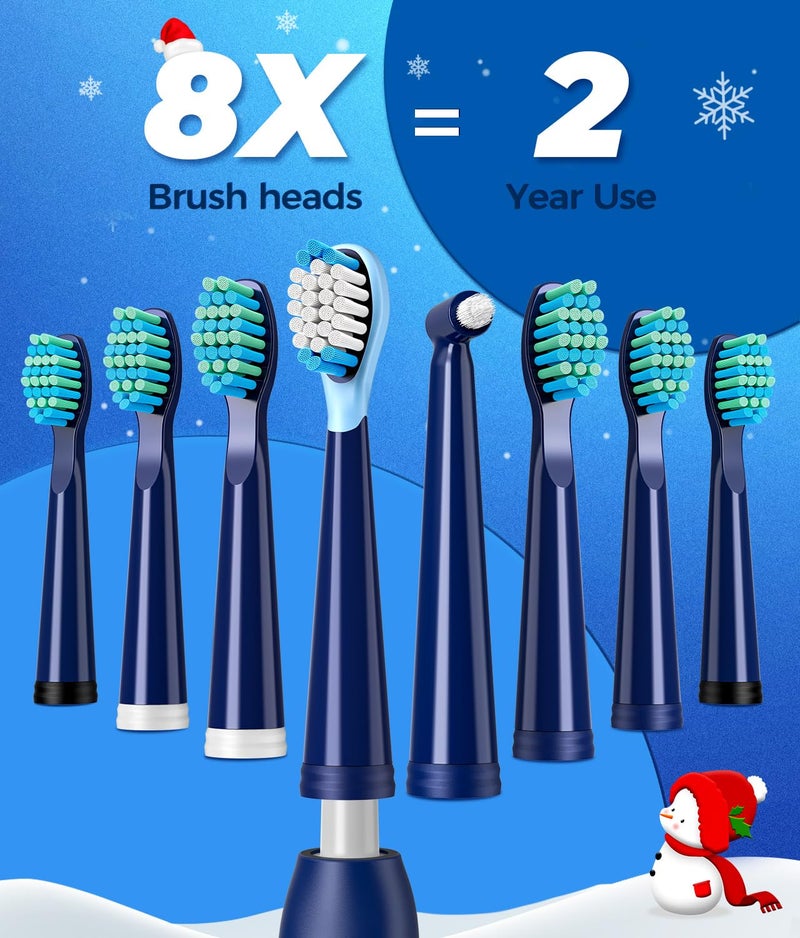 TEETHEORY Electric Toothbrush for Adults with 8 𝐁𝐫𝐮𝐬𝐡 𝐇𝐞𝐚𝐝𝐬, Sonic Electric Toothbrush with 40000 VPM Deep Clean 5 Modes, Rechargeable Toothbrushes Fast Charge 4 Hours Last 30 Days - Image 4