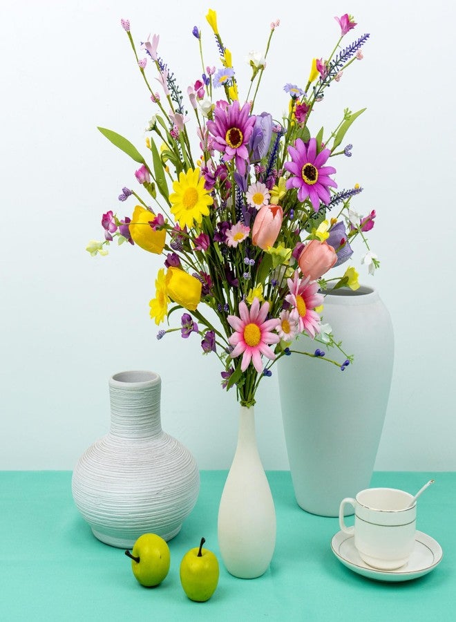 Yawwind 12 PCs Artificial Summer Flowers 17 Inches Pastoral Spring Flowers Colorful Spring Florals Stems with Wildflowers Tulips for Vase Table Centerpiece Indoors Decoration - Image 3