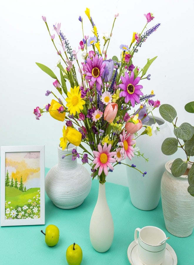 Yawwind 12 PCs Artificial Summer Flowers 17 Inches Pastoral Spring Flowers Colorful Spring Florals Stems with Wildflowers Tulips for Vase Table Centerpiece Indoors Decoration - Image 5
