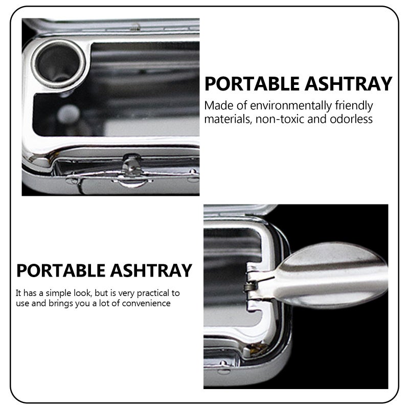 Portable Small Metal Ashtray With Lid And Snuffer For Travel Car Home - Image 4
