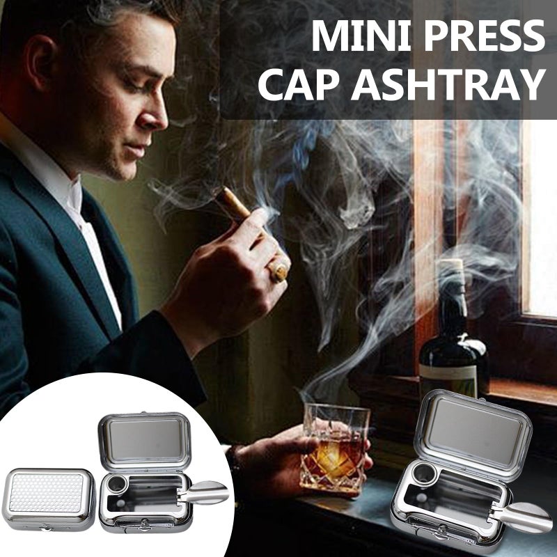 Portable Small Metal Ashtray With Lid And Snuffer For Travel Car Home - Image 3