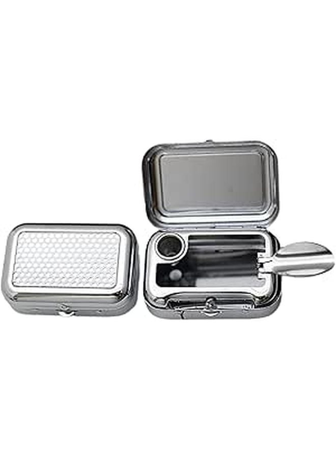 Portable Small Metal Ashtray With Lid And Snuffer For Travel Car Home - Image 1