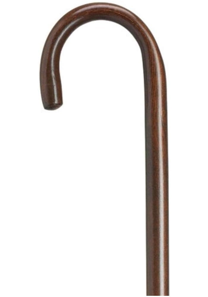 HARVY Unisex Round Nose Comfort Crook Cane in Walnut Finish