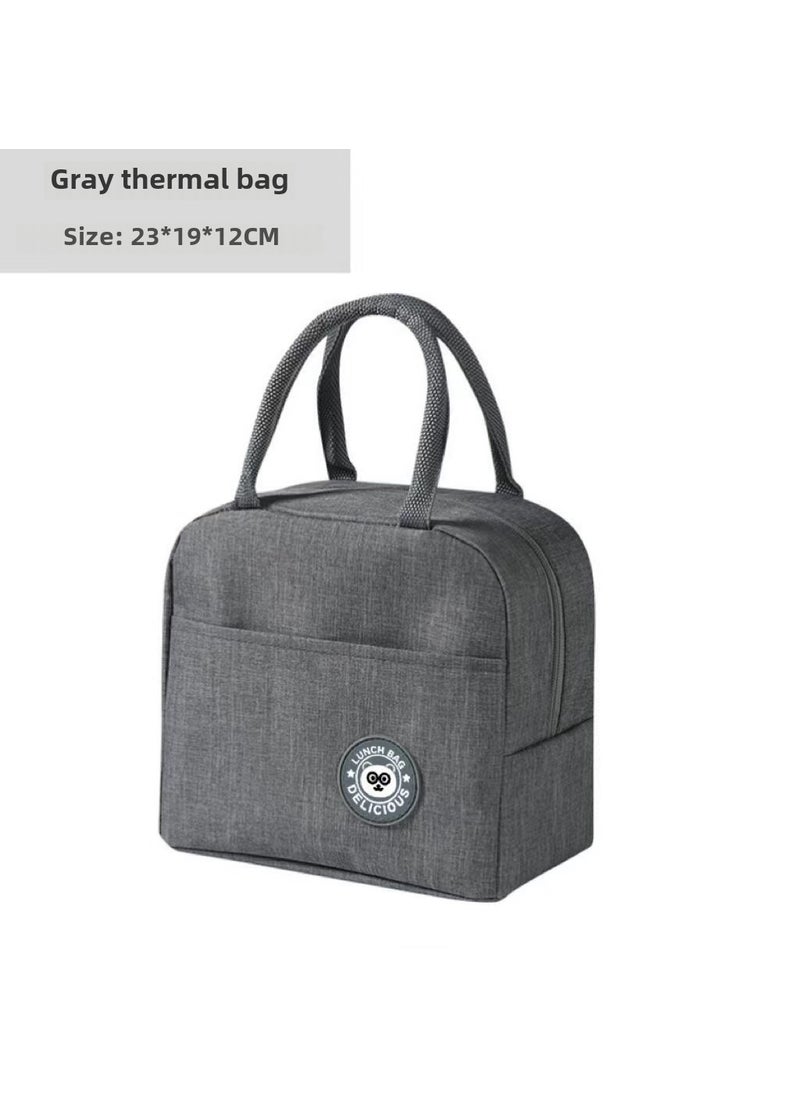 Portable Insulated Lunch Bag for Work and School Gray