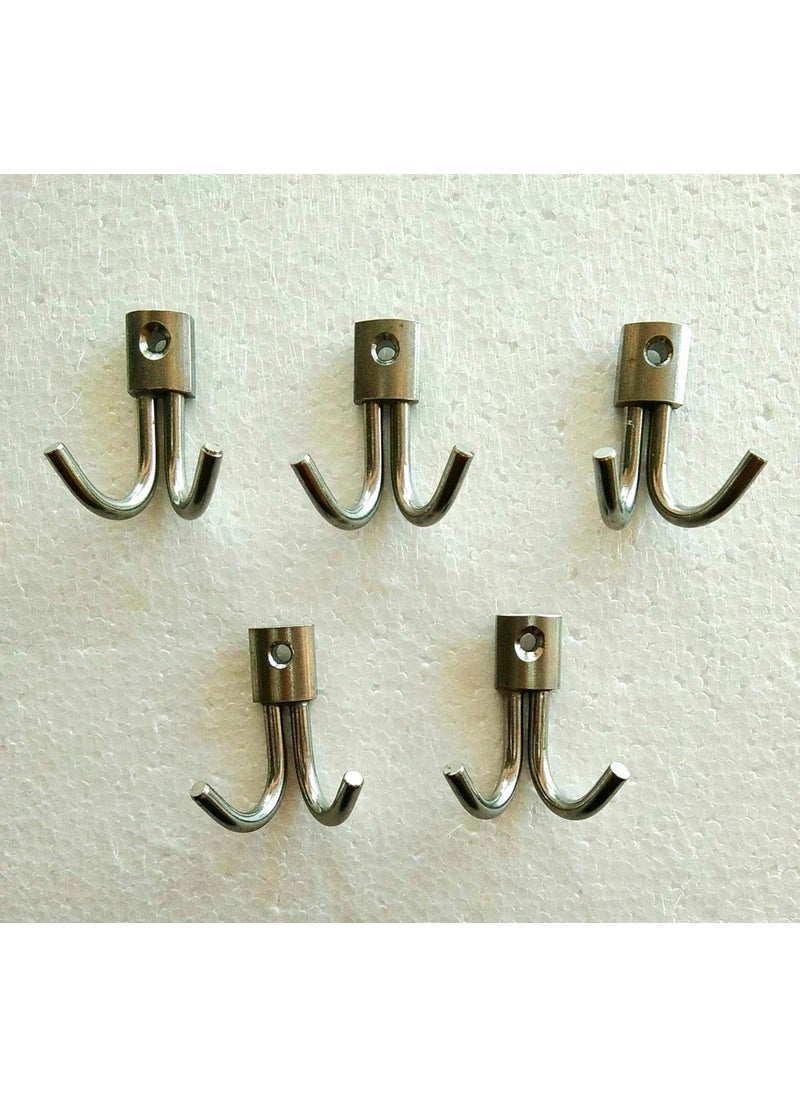 A TO Z A to Z Dubble Hook Hanger Khiti Solid Stainless Steel Pack of 5  - Image 1