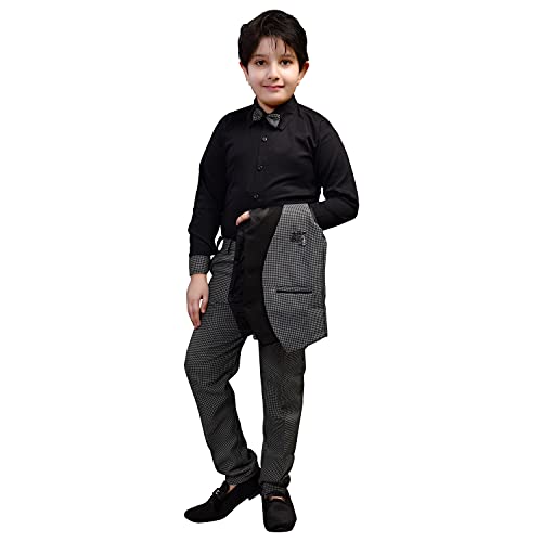 ZOLARIO Boys Clothing Set 3 Piece Dress for Boys, Set of Waist Coat, Pant, Bow & Shirt, Ideal for Wedding & Birthday. (7-8 Years) Black - Image 5