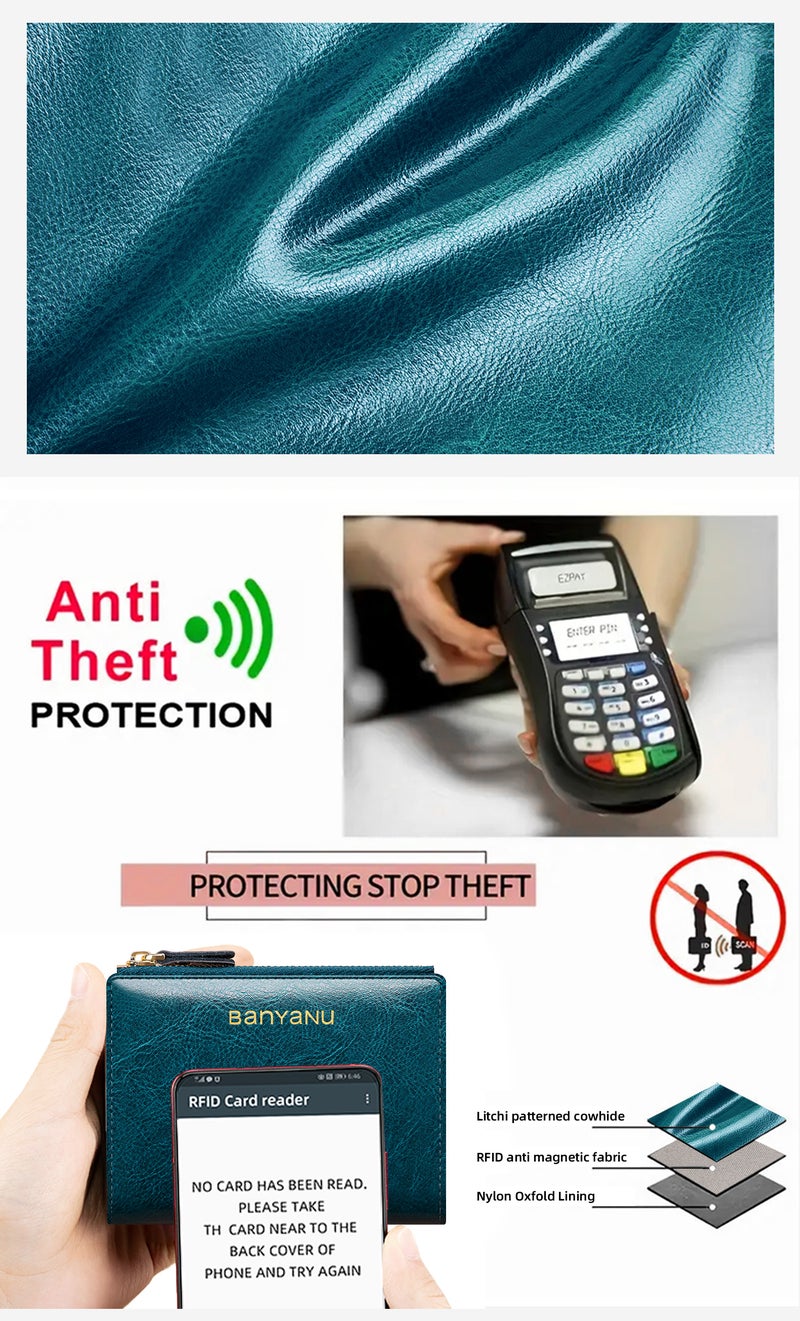 banyanu Women's Genuine Leather Wallet  Slim Minimalist Cardholder with RFID Protection - BYN-8106 - Image 4
