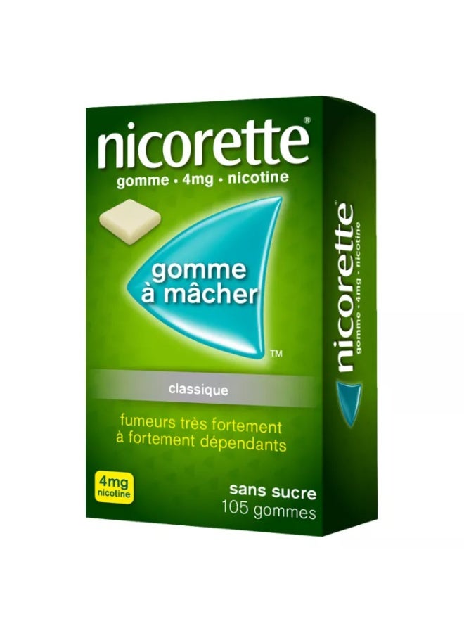 نيكوريت علكة نيكوتين 4 مجم كلاسيكية خالية من السكر - 105 قطعة