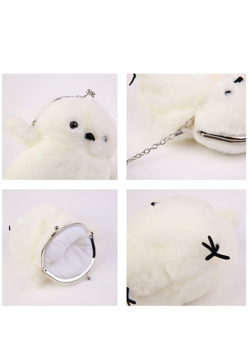 Chic White Plush Crossbody Bag for Women, Fluffy Chick Coin Wallet Pouch, Small Shoulder Purse for Girls, Suitable Cell Phone Wallet - Image 5
