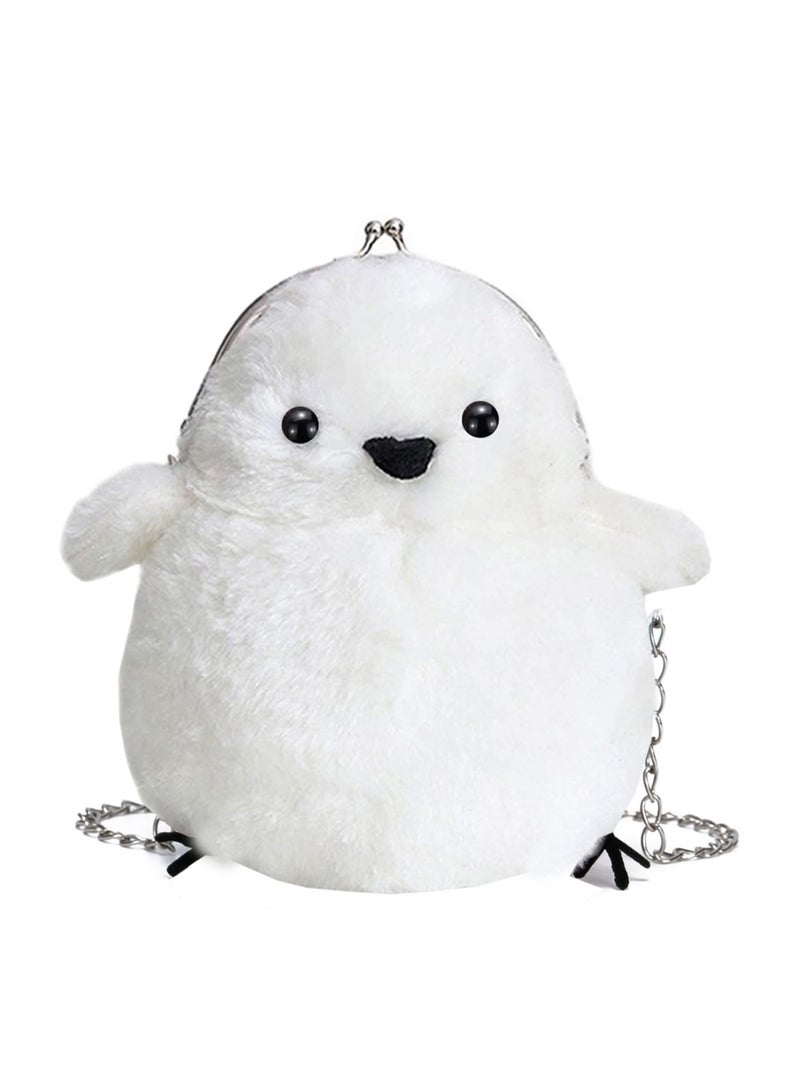 Chic White Plush Crossbody Bag for Women, Fluffy Chick Coin Wallet Pouch, Small Shoulder Purse for Girls, Suitable Cell Phone Wallet - Image 1