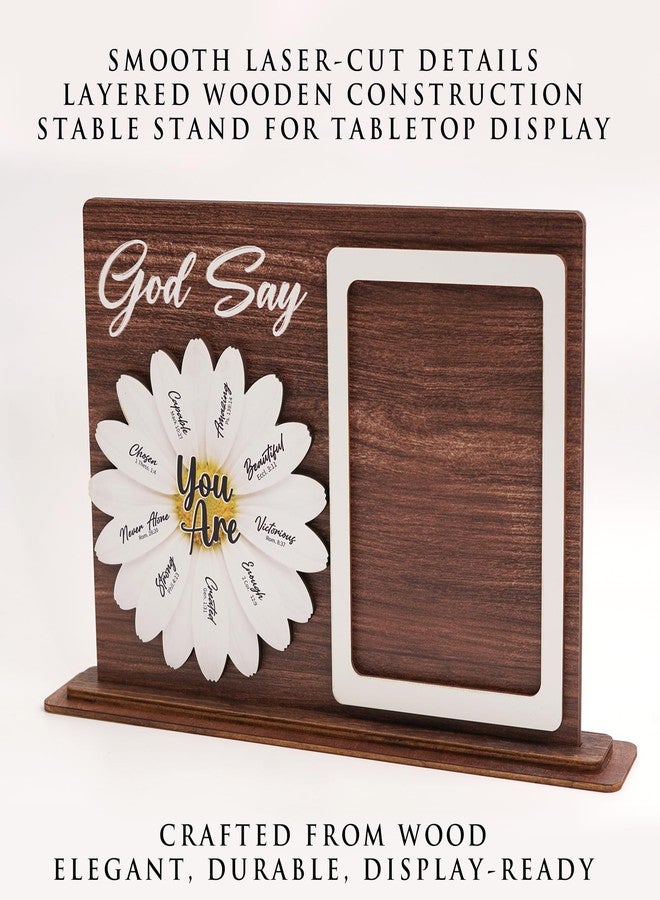 KATINAT Mother’s Day Gift for Mom, Christian Picture Frame with Photo Holder, God Says You Are Daisy Frame, Religious Gift for Mom from Daughter Son, Bible Verse Desk Decor - Image 5