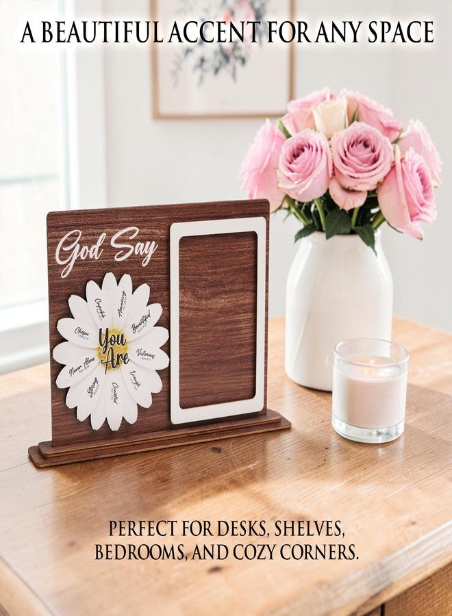 KATINAT Mother’s Day Gift for Mom, Christian Picture Frame with Photo Holder, God Says You Are Daisy Frame, Religious Gift for Mom from Daughter Son, Bible Verse Desk Decor - Image 4