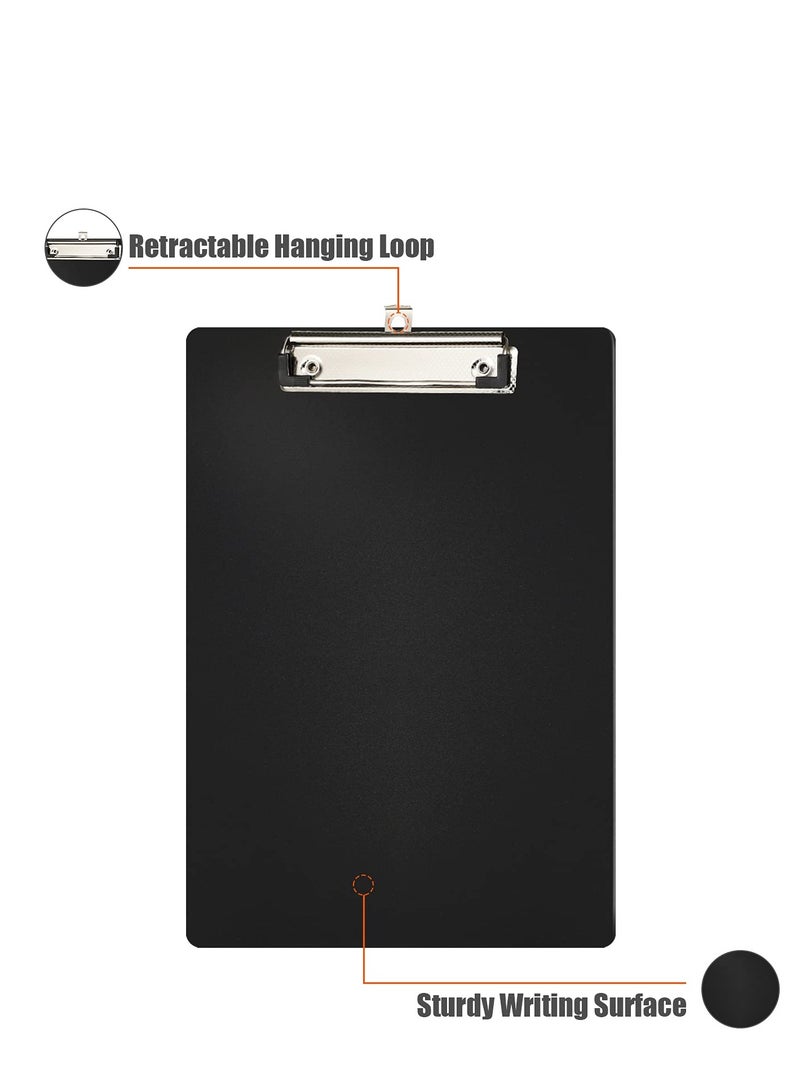KASTWAVE Writing Pad Clipboard, A4 Plastic File Data Clip Ticket Multifunction Clipboard Thin Clip Black Stationery Clipboard for Office School Restaurant Menu, Etc. (6 Pieces) - Image 2