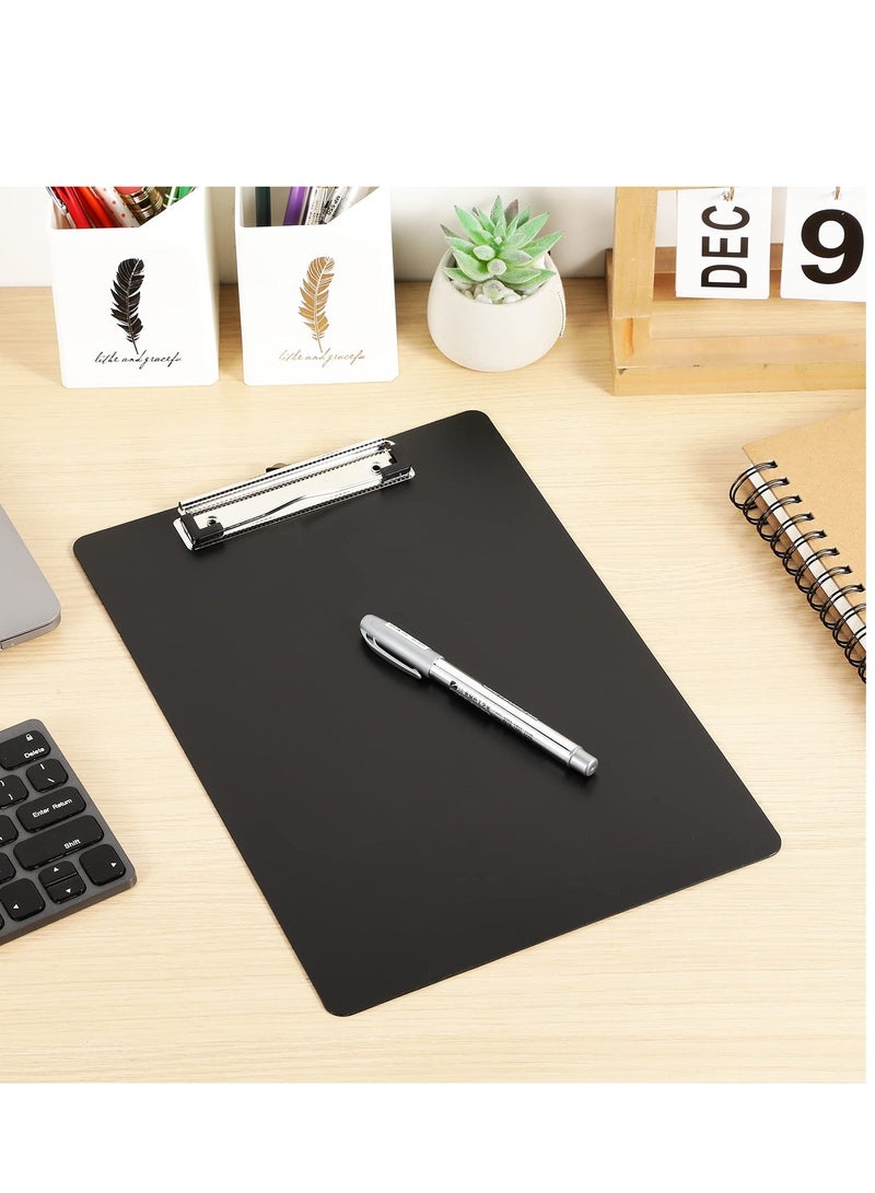 KASTWAVE Writing Pad Clipboard, A4 Plastic File Data Clip Ticket Multifunction Clipboard Thin Clip Black Stationery Clipboard for Office School Restaurant Menu, Etc. (6 Pieces) - Image 5