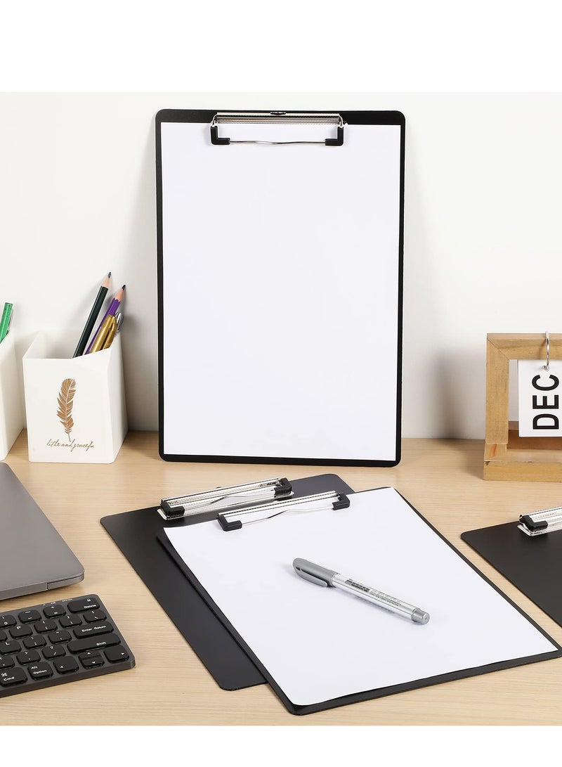 KASTWAVE Writing Pad Clipboard, A4 Plastic File Data Clip Ticket Multifunction Clipboard Thin Clip Black Stationery Clipboard for Office School Restaurant Menu, Etc. (6 Pieces) - Image 3
