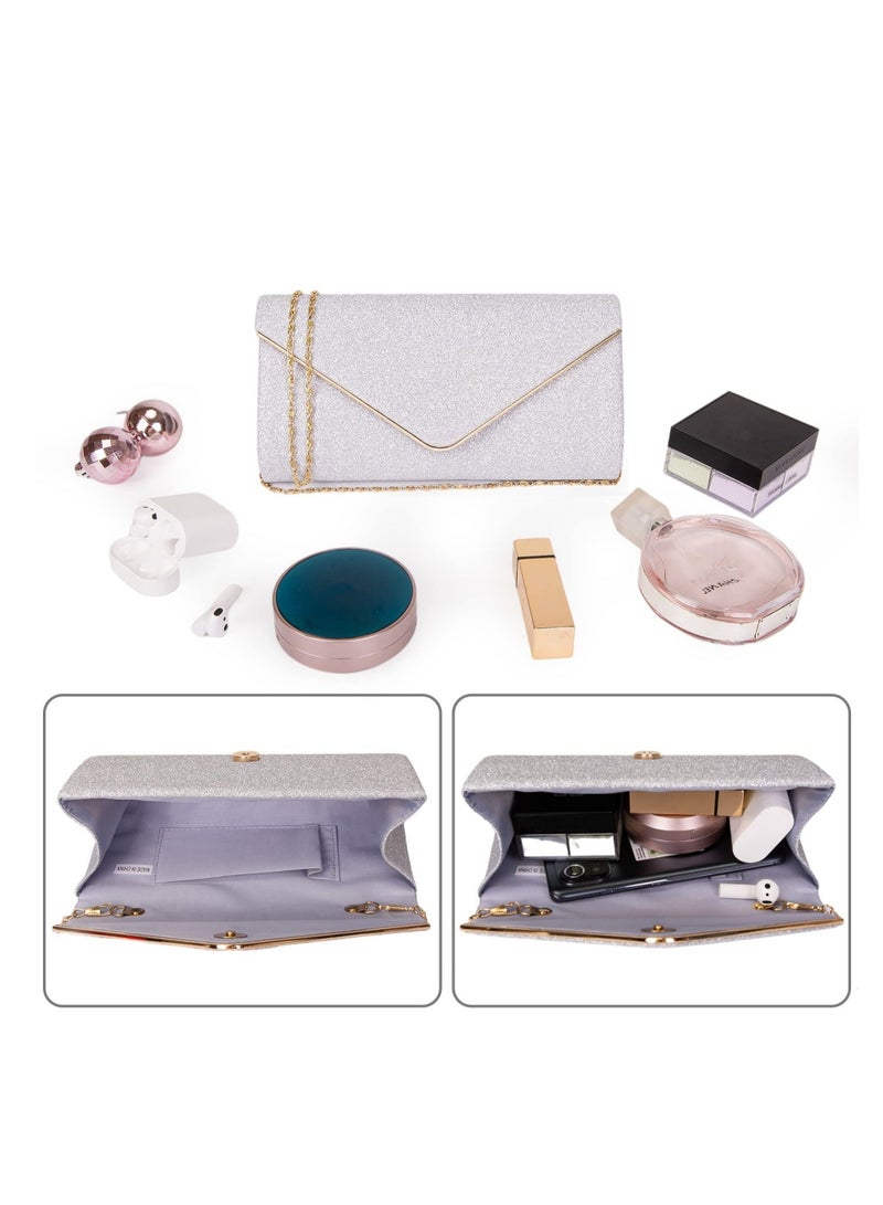 Captaintech Women Clutch Bag Elegant Sequins Evening Purse Chain Shoulder Bags Sparkly Black Bridal Prom Party Handbag - Image 2