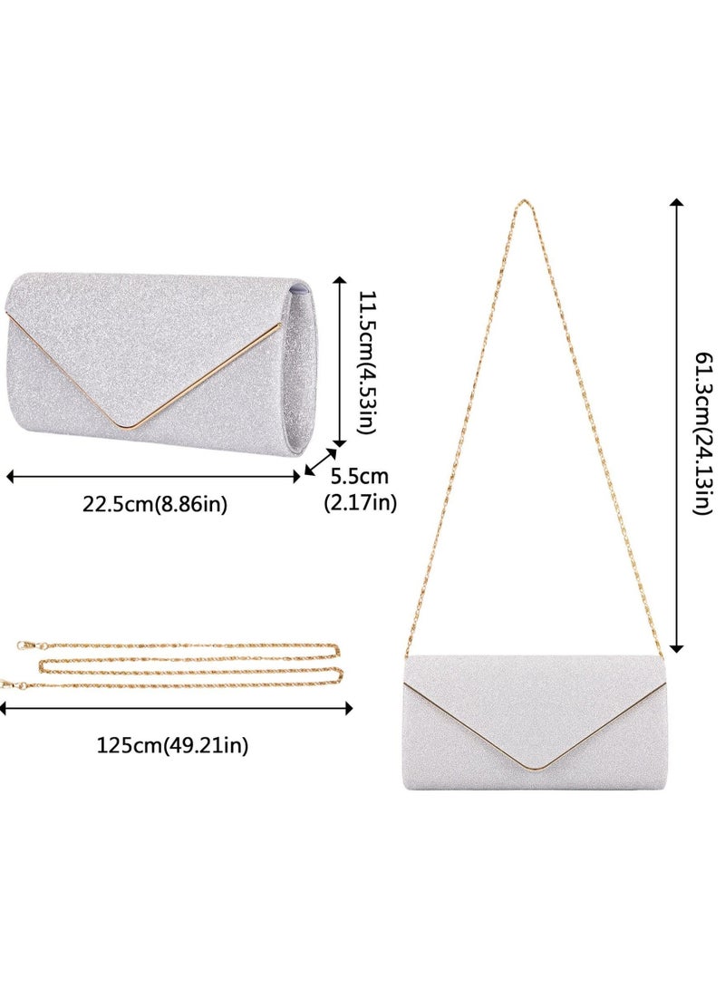 Captaintech Women Clutch Bag Elegant Sequins Evening Purse Chain Shoulder Bags Sparkly Black Bridal Prom Party Handbag - Image 3