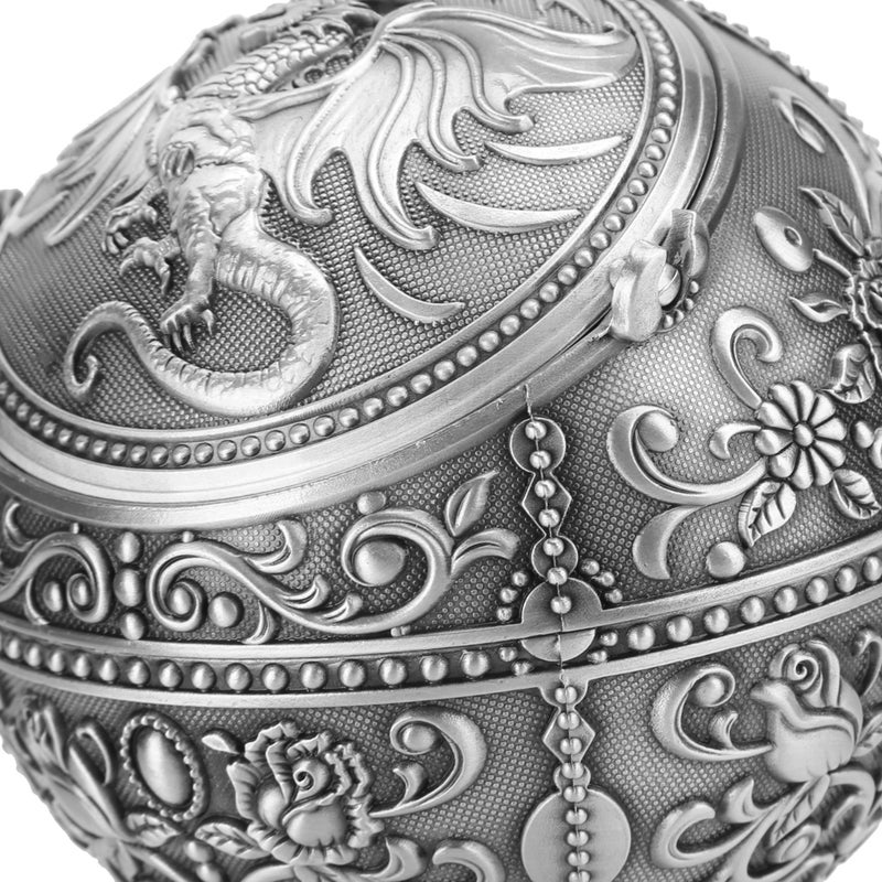 Vintage Ashtray Tellurion Shape Dragon Pattern Zinc Alloy with Lid Windproof Home Decor Craft - Image 2