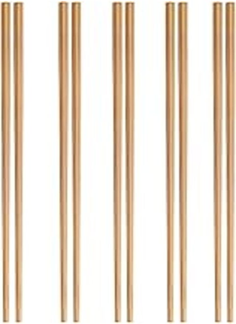 Chinese Chopsticks, Natural Reusable Smooth Style Decorated Set of 5 Pairs