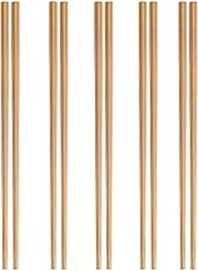 Chinese Chopsticks, Natural Reusable Smooth Style Decorated Set of 5 Pairs