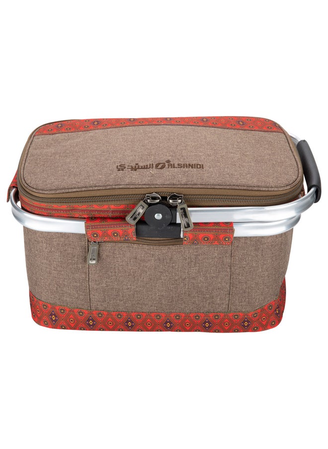AL SANIDI Heat and cold insulated keeping bag for food and drinks, Food bag for Trips, Oud, Size 39.5*24.5*24 Cm  - Image 2
