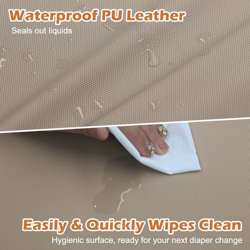 JVEOO Vegan Leather Baby Changing Pad Waterproof Wipeable Soft Diaper Changing Mat 32 x 166 Comfortable Infant Changing Station for Dresser Table - Image 3