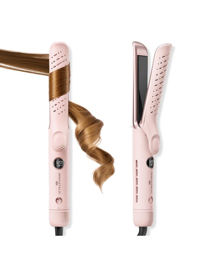 wavytalk ويفيتوك أيرفلو ستايلر دوامة تجعيد الشعر، مكواة فرد وتجعيد 2 في 1، مكواة تجعيد ومكواة مسطحة مطورة تحقق تجعيد في تمريرة واحدة، ضرر أقل للشعر - Image 1