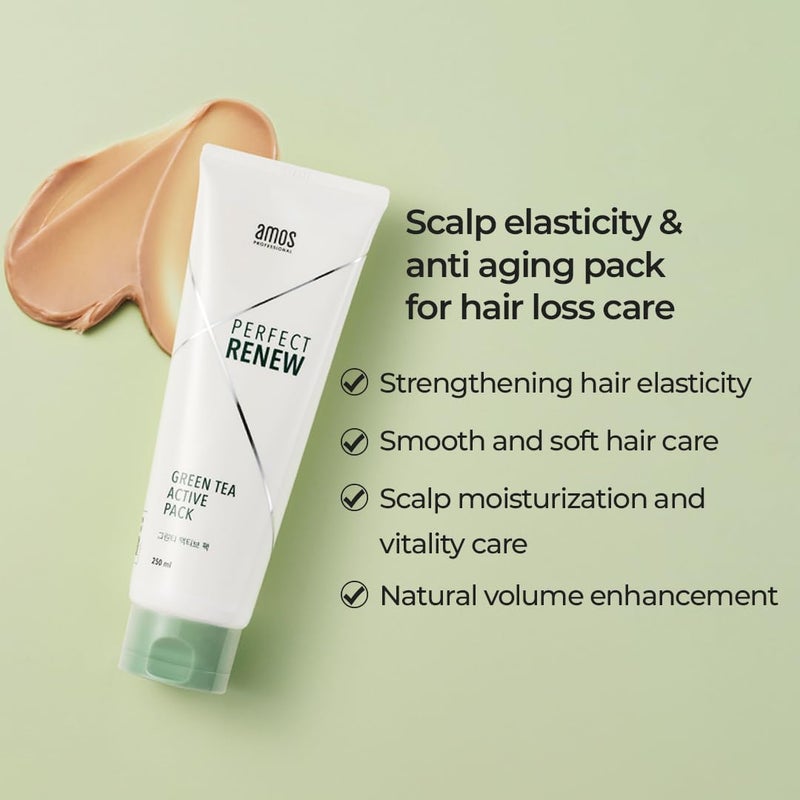 AMOS PROFESSIONAL حزمة نشطة من الشاي الأخضر لتجديد الشعر المثالي | قناع مغذي ومرطب لنمو الشعر | بلسم عميق | قناع نمو الشعر الكوري | جمال كوري - Image 2