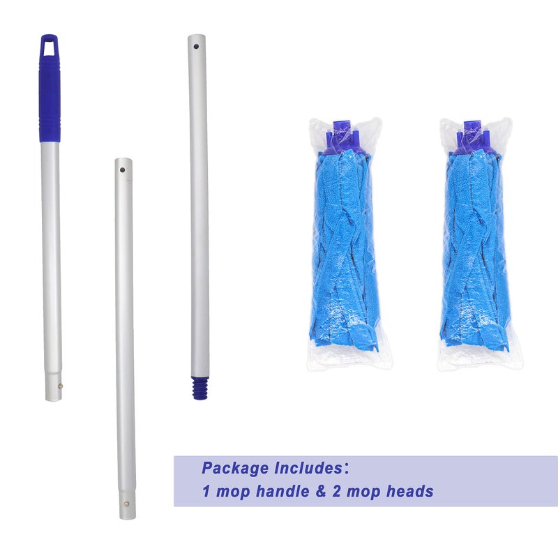 EaseYourDay Mop, One Pole with Two Blue Microfiber Cloth Heads (1 Handle & 2 Mop Heads) - Image 2