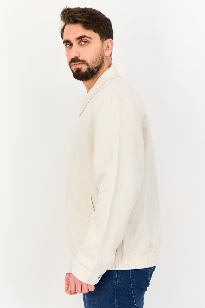 Celio Men Solid Long Sleeve Jacket Shirt, Beige - Image 4