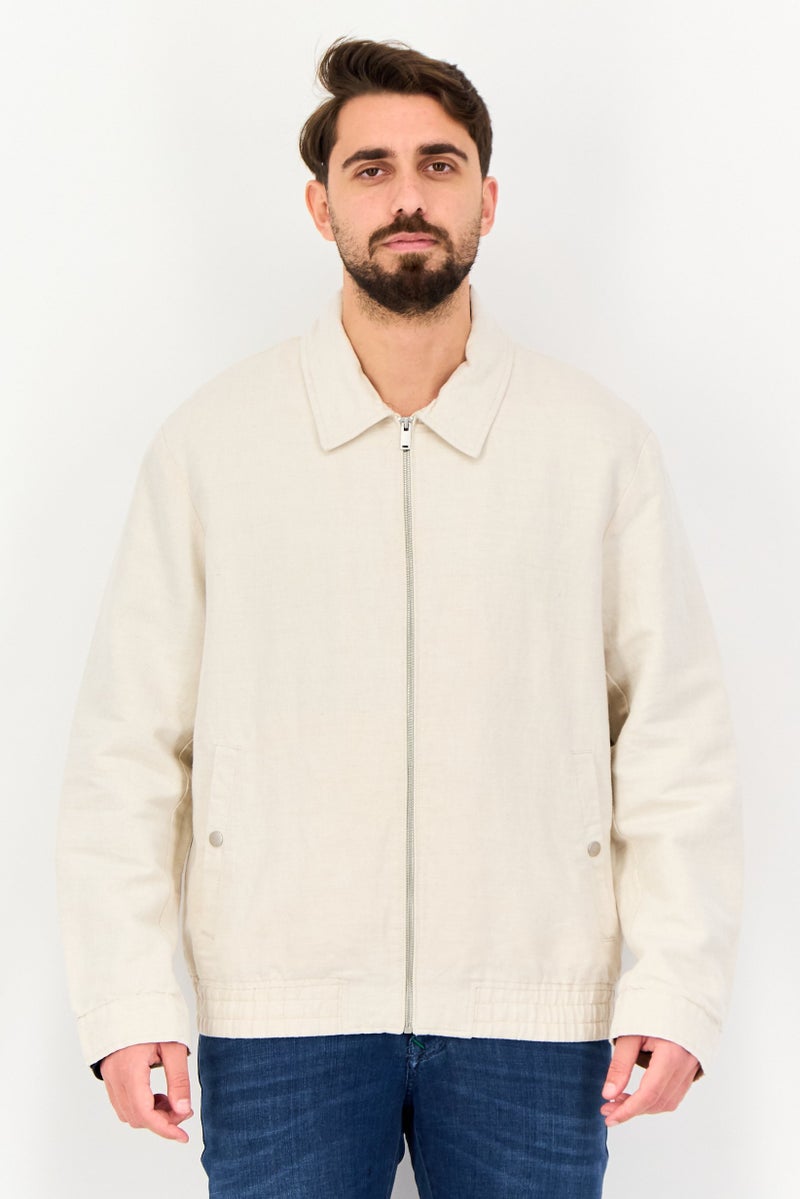 Celio Men Solid Long Sleeve Jacket Shirt, Beige - Image 1