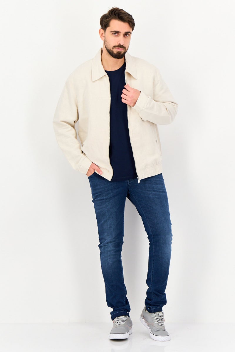 Celio Men Solid Long Sleeve Jacket Shirt, Beige - Image 2