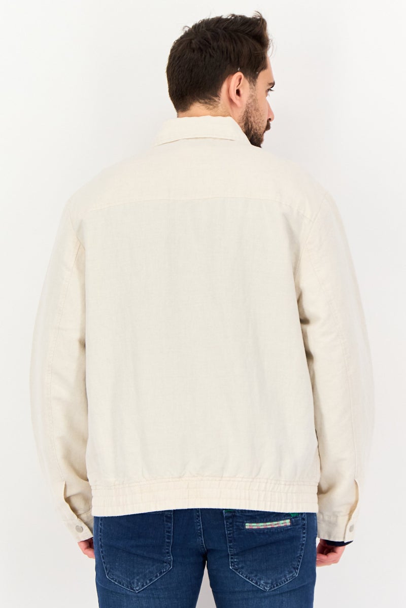 Celio Men Solid Long Sleeve Jacket Shirt, Beige - Image 3