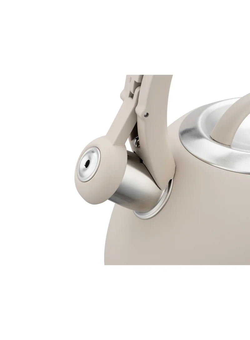 Cuisine Art Cuisine Art JURA Stainless Steel Whistling Tea Kettle 3.0L, Beige, 201 Stainless Steel, Nylon Handle, Soft Touch Coating, Fast Boiling, 18/0 Single Bottom, Suitable for use on all stove tops