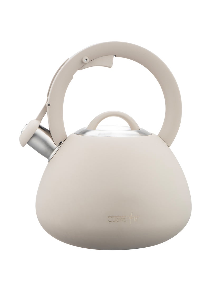 Cuisine Art Cuisine Art JURA Stainless Steel Whistling Tea Kettle 3.0L, Beige, 201 Stainless Steel, Nylon Handle, Soft Touch Coating, Fast Boiling, 18/0 Single Bottom, Suitable for use on all stove tops  - Image 2