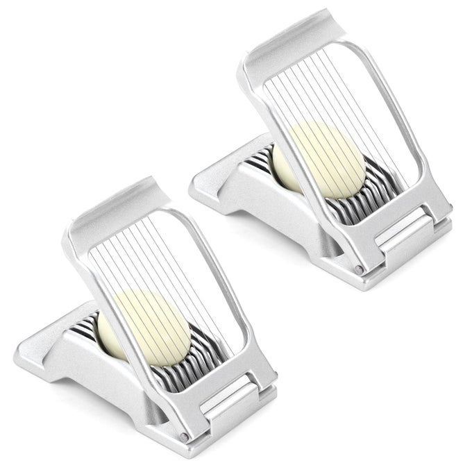 2 PACKS EGG SLICERSTRAWBERRY SLICERS STAINLESS STEEL WIRE EGG SLICER FOR HARD BOILED EGGS HEAVY DUTY ALUMINUM BASE METAL EGG CUTTER FOR EGG STRAWBERRY SOFT FRUIT FOOD DISHWASHER SAFE