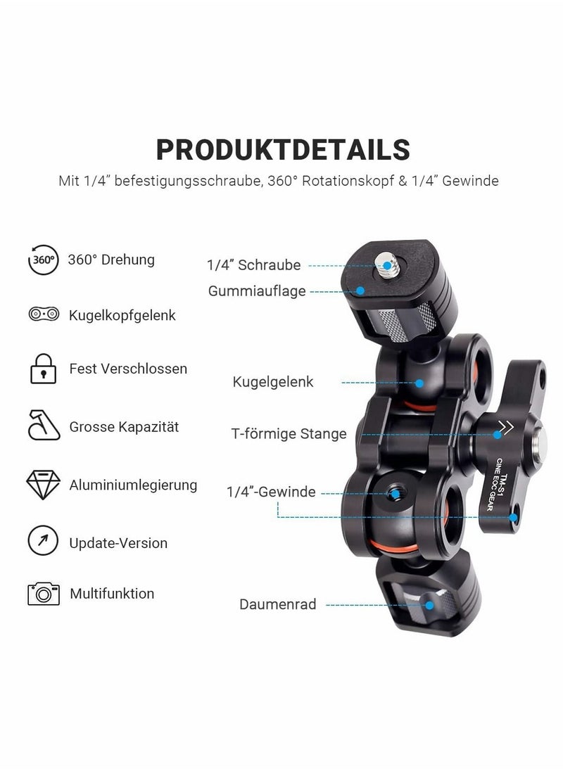 KASTWAVE - Articulating Magic Arm SLR Lightweight Gimbal Stabilizer Dual Ball Head 360 Degree Rotation For Camera Site Monitor, LED Light, Voice Recorder, Camera DSLR Monitor Video Cage - Image 1