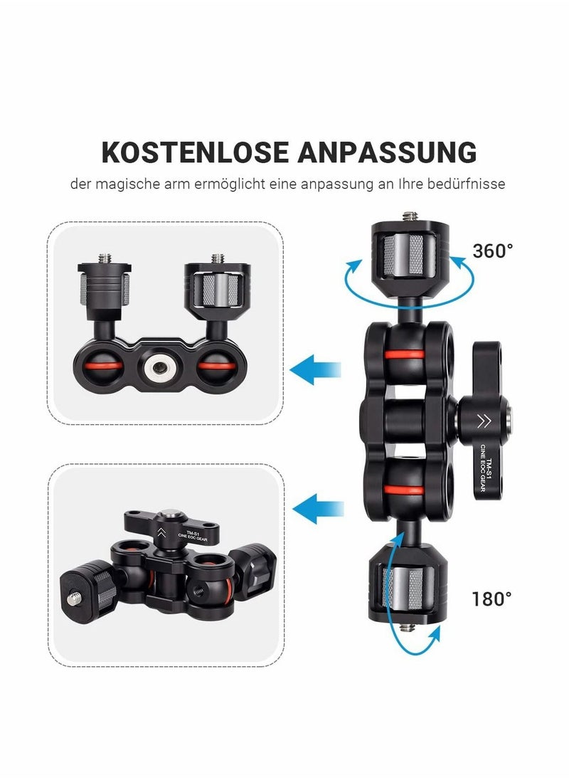 KASTWAVE - Articulating Magic Arm SLR Lightweight Gimbal Stabilizer Dual Ball Head 360 Degree Rotation For Camera Site Monitor, LED Light, Voice Recorder, Camera DSLR Monitor Video Cage - Image 1