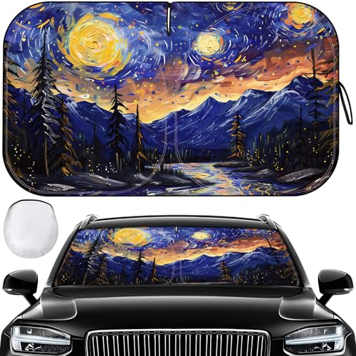 fauson Foldable Windshield Sun Shade for Car 240T Reflective UV and Heat Shield with Storage Bag Keeps Interior Cool - Image 1