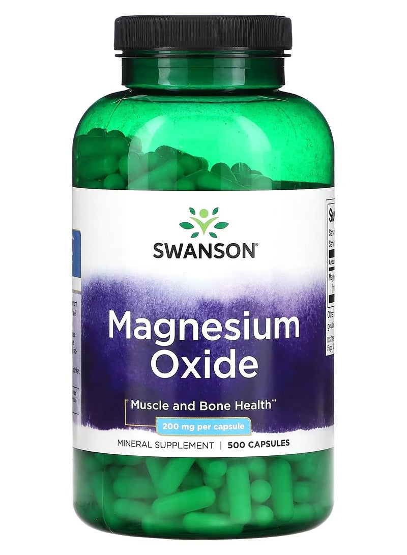 Swanson, Magnesium Oxide, 200 mg, 500 Capsules