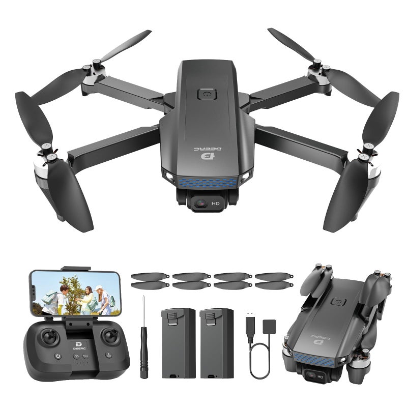 DEERC طائرة درون DEERC مع كاميرا 1080P D20S FPV طائرات ميني للأطفال والبالغين للمبتدئين قابلة للطي طائرة رباعية التحكم عن بعد مع محرك بلا فرش 2 بطاريات تثبيت الارتفاع تدفق بصري تقلبات ثلاثية الأبعاد هدايا للأولاد والبنات - Image 2