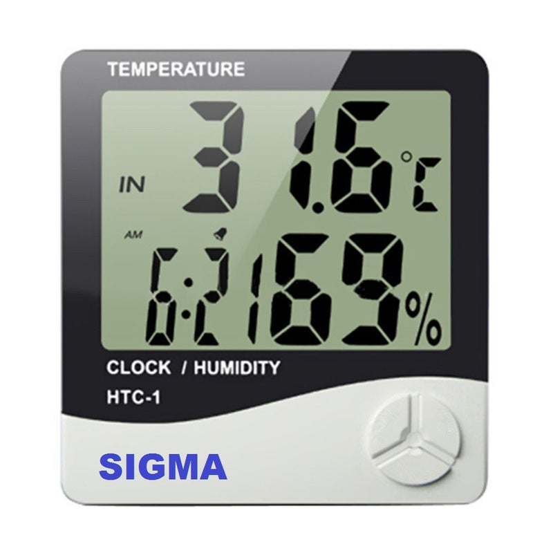 SIGMA Make Digital Temperature Humidity Time Display Meter with Alarm Clock, Wall Mount or Table Top, with inbuilt sensor - Image 5