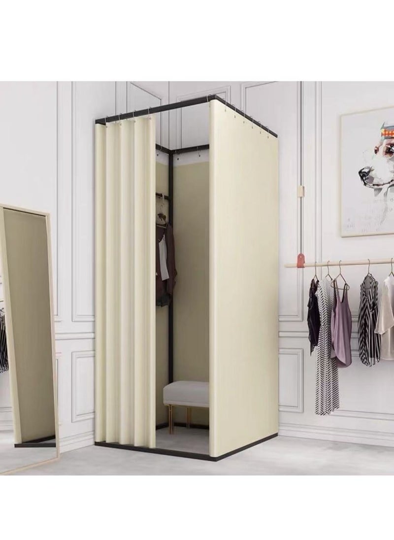 Removable square installation room with square metal drop path for changing room to better protect privacy, temporary changing room with large space design (beige, 100x100x200 cm)