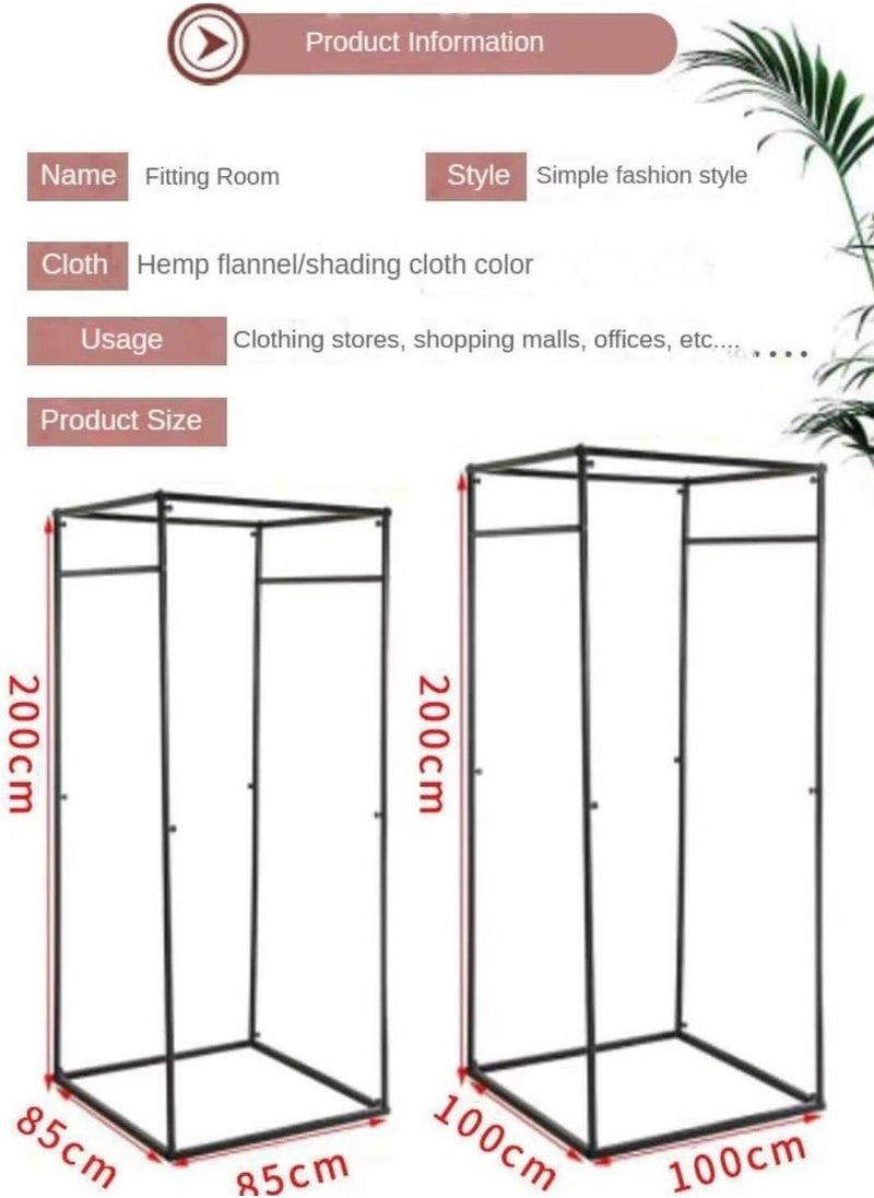Removable square installation room with square metal drop path for changing room to better protect privacy, temporary changing room with large space design (beige, 100x100x200 cm)
